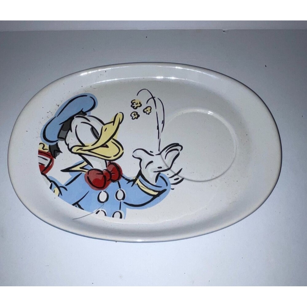 Vintage 1990's DIsney Ceramic Oval Snack Plate Featuring Donald Duck